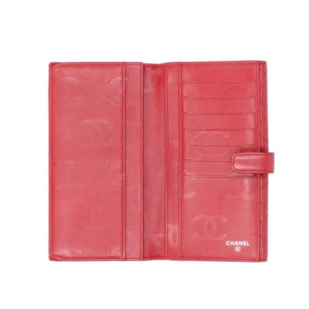Chanel  Calfskin Quilted Cambon Long Double Wallet Red - Picture 3 of 8